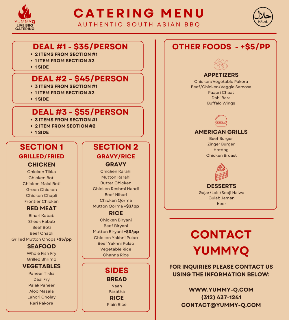 Yummy Q - Live BBQ Catering Menu